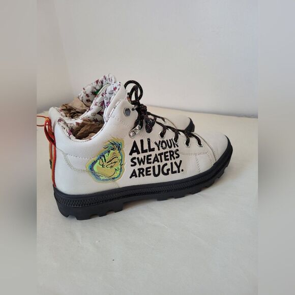 Skechers x Grinch Sneakers Dr Suess "All Your Sweaters Are Ugly" Boots Women 8.5 - Picture 2 of 12